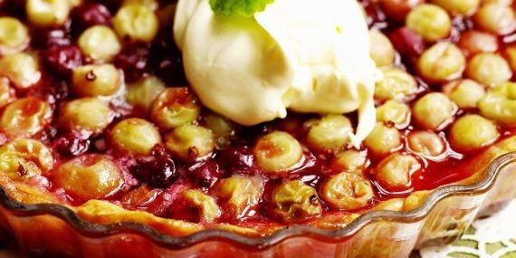 Opskrifter fra Gooseberry: Udendørs kage med stikkelsbær, stuvet i vin