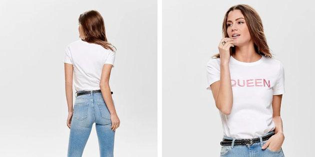 Kvinders mode t-shirts fra europæiske butikker: Kun T-shirt lavet af ren bomuld
