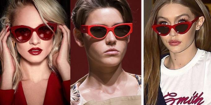 Kvinders solbriller i en rød ramme