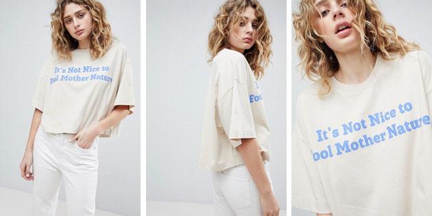 Kvinders mode t-shirts fra europæiske butikker: Ugedag forkortet T-shirt med rund halsudskæring
