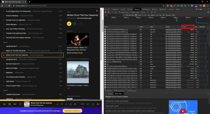 Sådan downloades musik fra Yandex. Musik ": klik på Størrelse