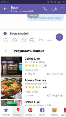 I Viber syntes at sende geolocation og søg faciliteter til "Yandex. kortene »