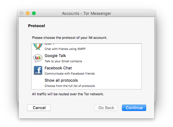 Anonym Tor Messenger chats