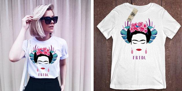 Kvinders mode t-shirts med AliExpress: T-shirt Frida Kahlo