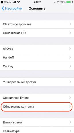Konfiguration af Apple iPhone: aktivere Opdater apps i baggrunden