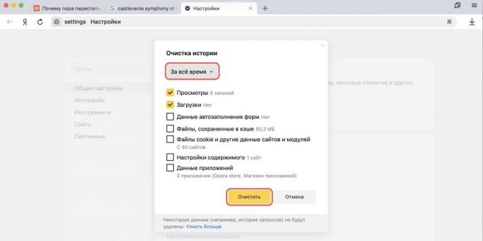 hvordan du rydder din browserhistorik i Yandex