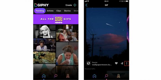 IPhone-låseskærm: Start Giphy, og åbn menuen