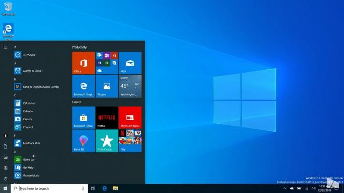 Spring opdatere den version af Windows 10: bzmeneniya i menuen "Start"