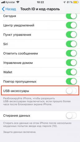 Systemet Databeskyttelse i iOS 12: begrænset adgang til USB