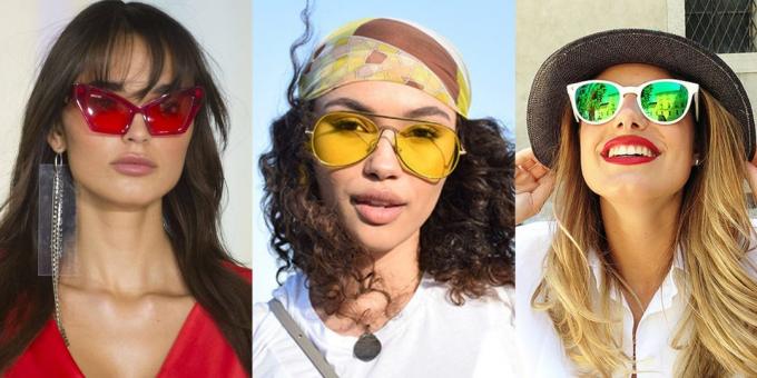 Kvinders solbriller med farvede plastik linser