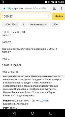 "Yandex": beregninger i søgefeltet