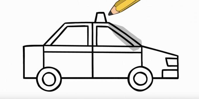Sådan tegner du en bil: tegne forlygter og et fyrtårn
