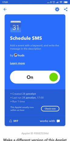 Planlægning SMS til Android: IFTTT