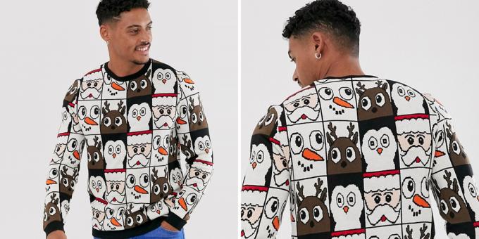 Julen sweater med et kontinuerligt mønster af Asos Design