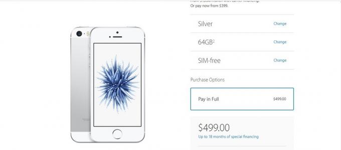 Cost iPhone SE på Apple.com hjemmeside