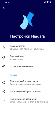 Launcher til Android Niagara Launcher: Indstillinger