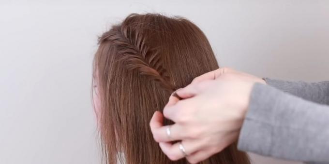 Frisurer til lange hår: den side fletning fiskehale