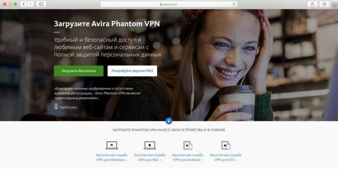 Bedste gratis VPN til PC, Android og iPhone - Avira Phantom VPN