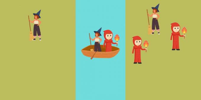 Logisk opgave: uden at forlade båden tager inkvisitoren en heks med sig