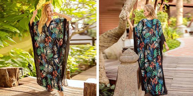 Strand kjole: kjole med tropiske prints