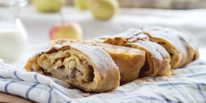 Strudel med æbler i wienerbrød: nem opskrift