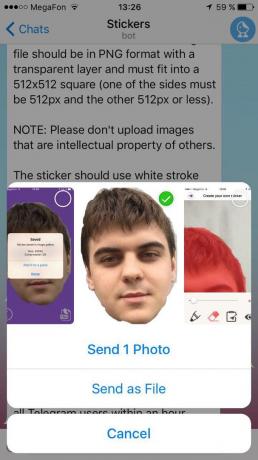 Hvordan man laver de klistermærker til Telegram: sende billedet som en fil