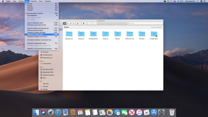Viser stien til filen på en Mac