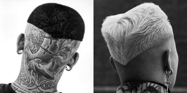 Trendy mænds haircuts for fans af ekstrem sport: Cut trekantede kantning