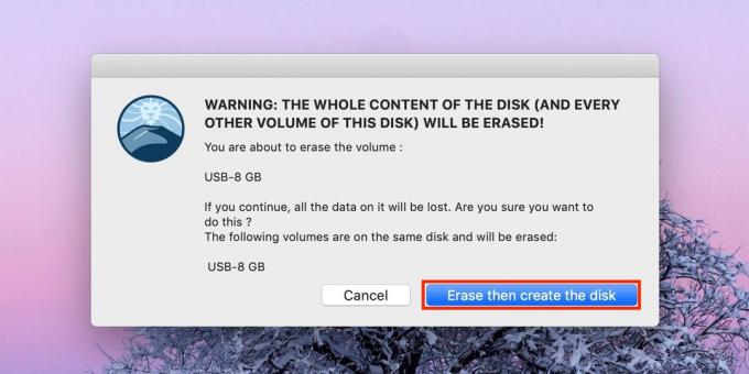 Hvordan man laver en bootbar USB-flashdrev med MacOS: klik Slet det skabe disken