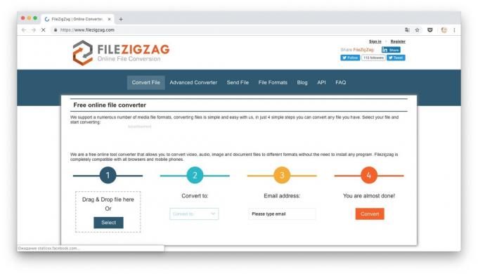 Online omformere: FileZigZag