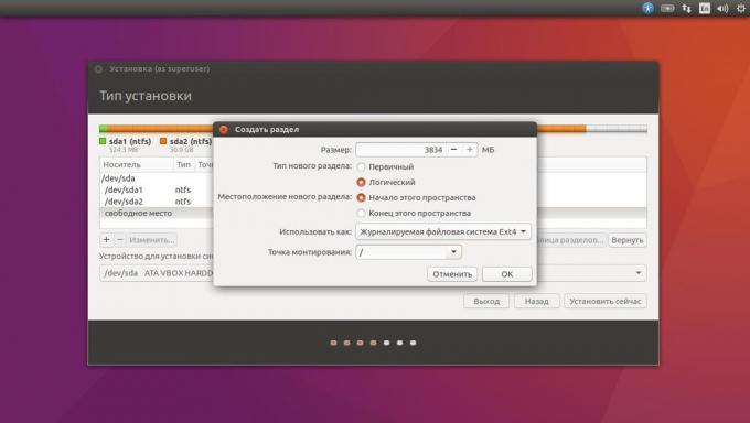 Installer Ubuntu ved siden af ​​det nuværende system i manuel tilstand
