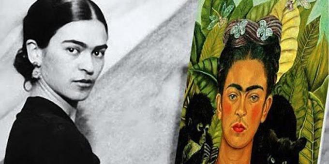 Frida Kahlo med hendes selvportræt