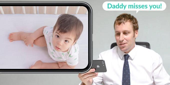 Smart babyalarm Cubo AI giver funktionen af ​​to-vejs talekommunikation.