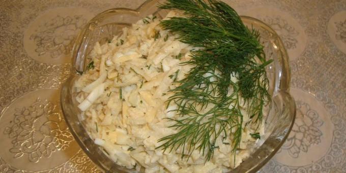 Artiskok opskrifter: salat med jordskok, ost og æg