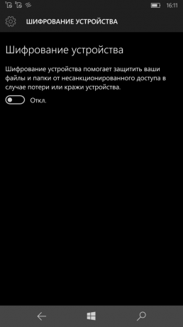 Lumia 950 XL: enhedskryptering
