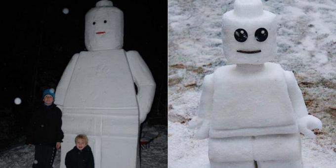 Sne figurer med deres hænder: Lego mand