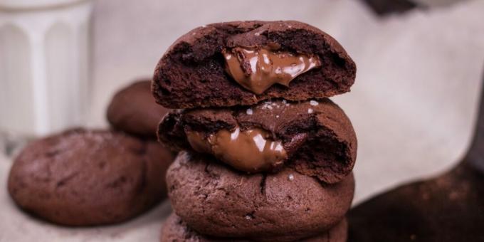 Cookies med chokoladefyldning à la fondant