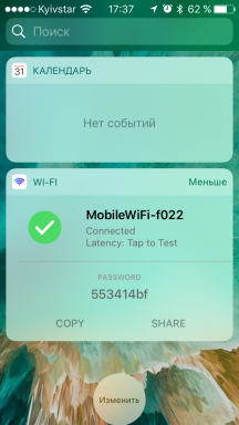 Wi-Fi widget viser testene og oplysninger om det trådløse netværk på iOS låseskærmen