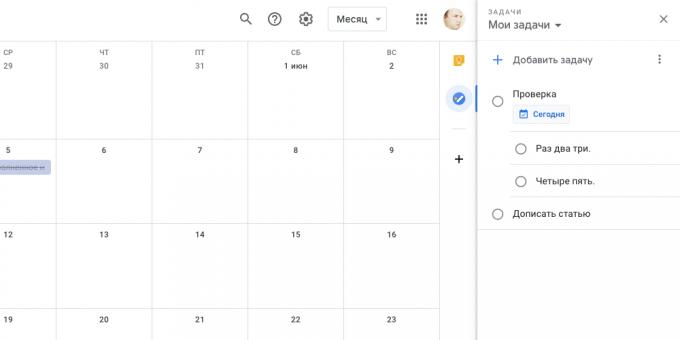 «Google Kalender": brug «Google Opgaver"