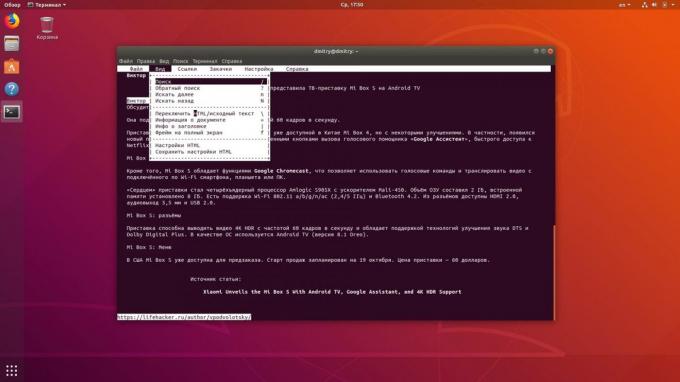 Linux terminal gør det muligt at surfe på internettet