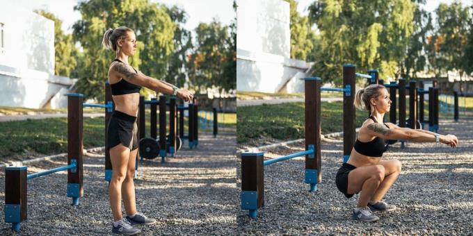effektive øvelser: squats Air