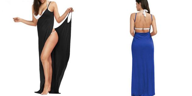 Beach kjoler: Lang kjole med tynde stropper