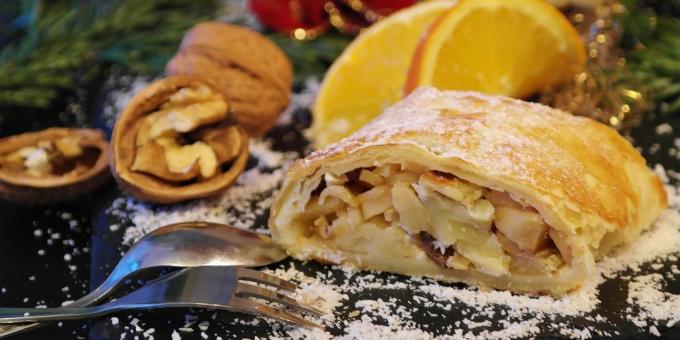 Strudel med æbler fra det færdige butterdej