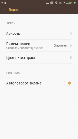 Xiaomi redmi 3s: skærmindstillingerne