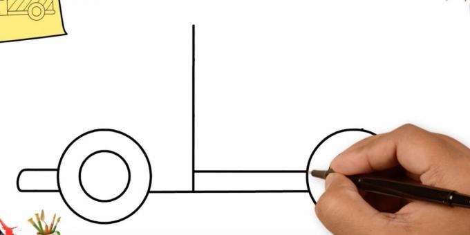 Hvordan man tegner en lastbil: tilføj to lige linjer