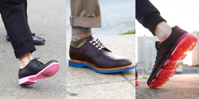 Moderigtigt mænds sko med kontrastfarver sål