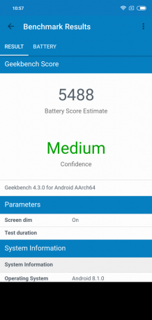 Oversigt Xiaomi redmi Note seks Pro: Geekbench Batteri