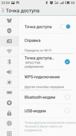 Hvordan til at distribuere internettet fra din telefon til Android: Find undermenuen titel som "tethering" eller "Access Point"