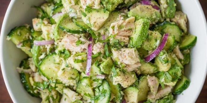 Opskrifter: Salat med avocado, tun og agurk