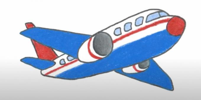 Hvordan man tegner et fly: tegner et fly med farvede blyanter